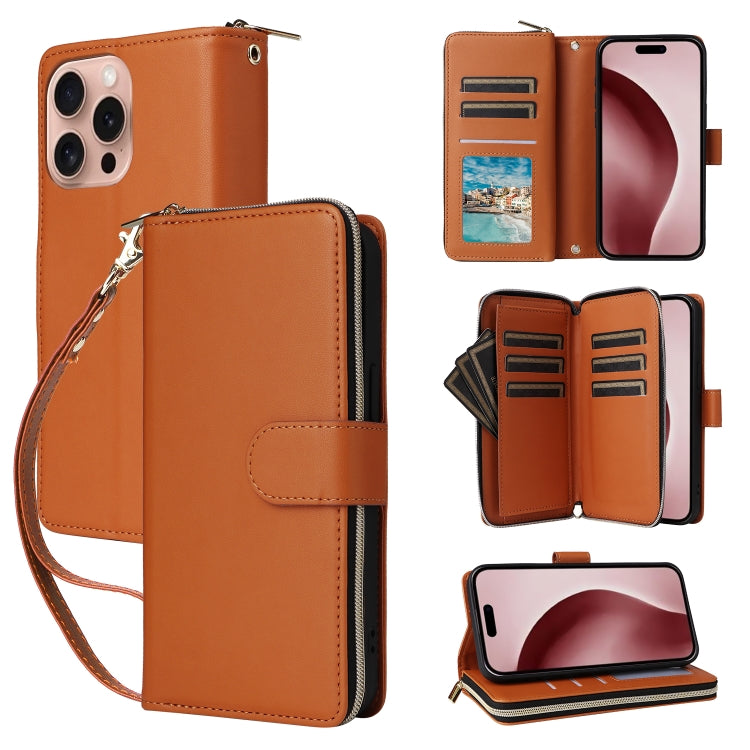 Nine-card Slots Zipper Wallet Bag Leather Phone Case