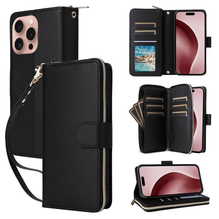 Nine-card Slots Zipper Wallet Bag Leather Phone Case