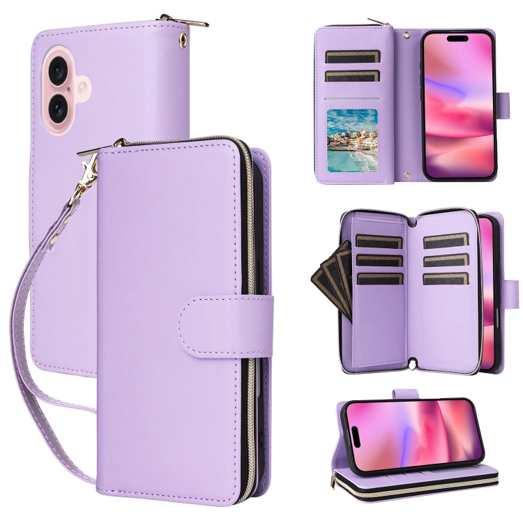 Nine-card Slots Zipper Wallet Bag Leather Phone Case