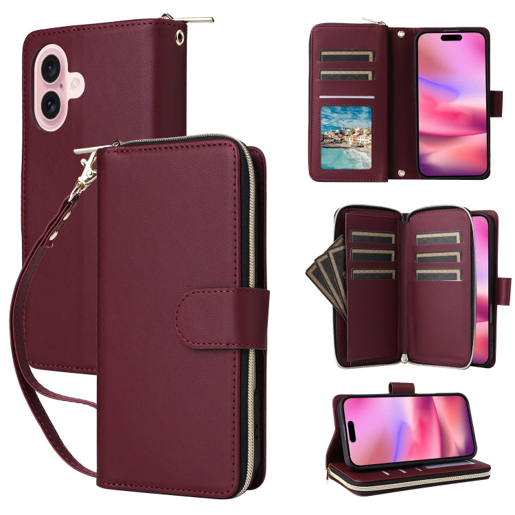 Nine-card Slots Zipper Wallet Bag Leather Phone Case
