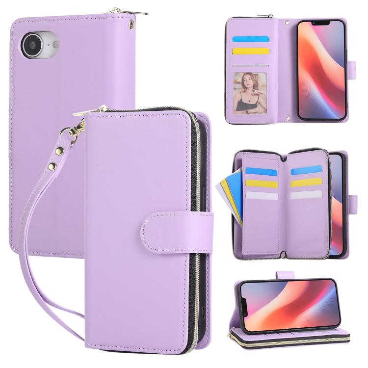Nine-card Slots Zipper Wallet Bag Leather Phone Case