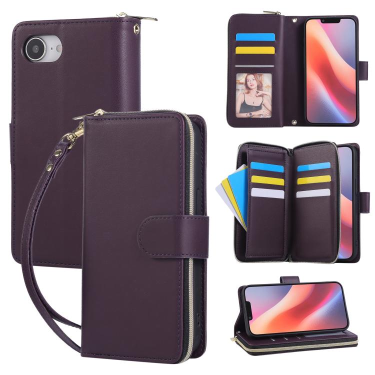 Nine-card Slots Zipper Wallet Bag Leather Phone Case