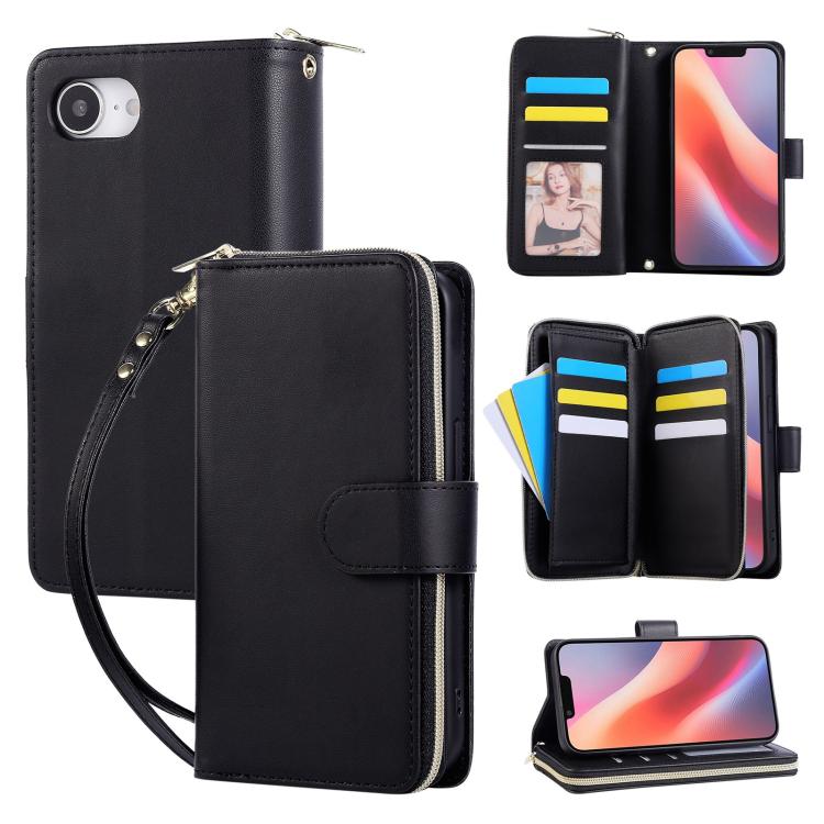 Nine-card Slots Zipper Wallet Bag Leather Phone Case
