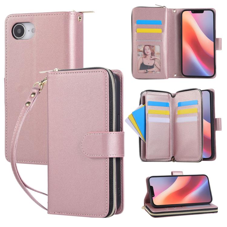Nine-card Slots Zipper Wallet Bag Leather Phone Case