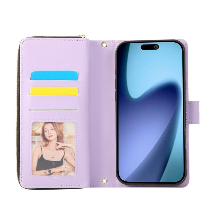 Nine-card Slots Zipper Wallet Bag Leather Phone Case