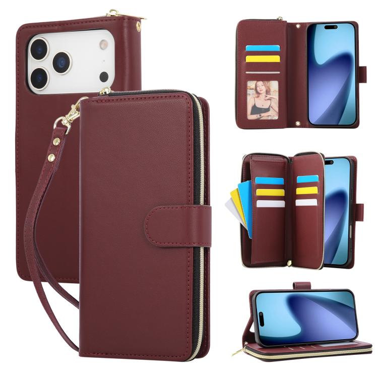Nine-card Slots Zipper Wallet Bag Leather Phone Case