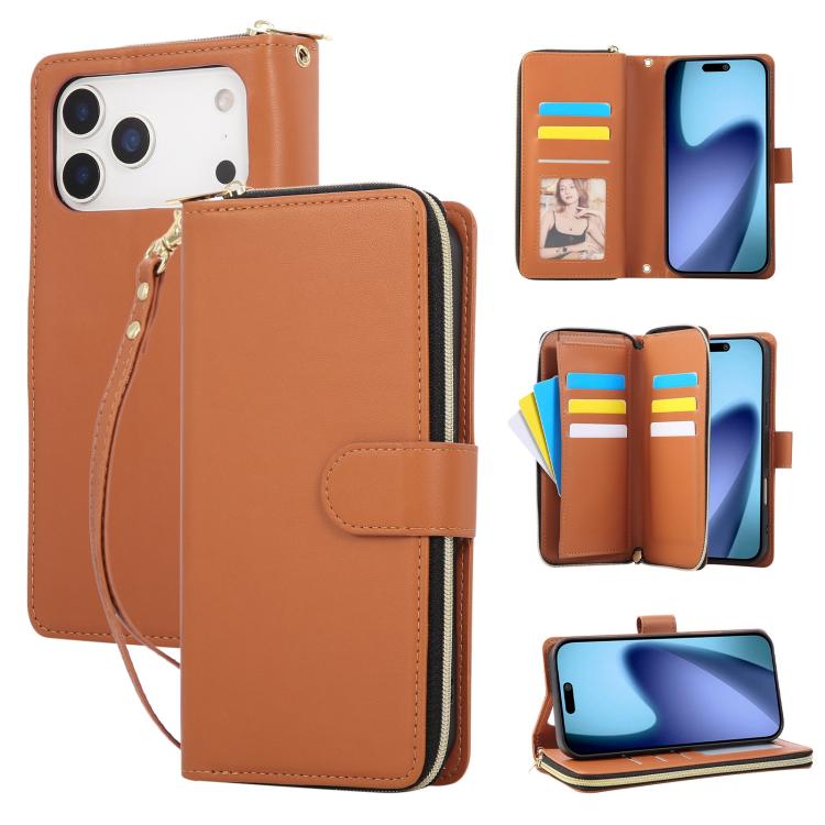 Nine-card Slots Zipper Wallet Bag Leather Phone Case