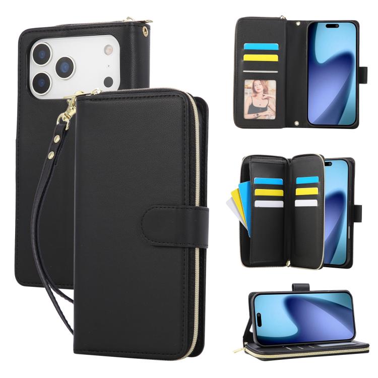 Nine-card Slots Zipper Wallet Bag Leather Phone Case