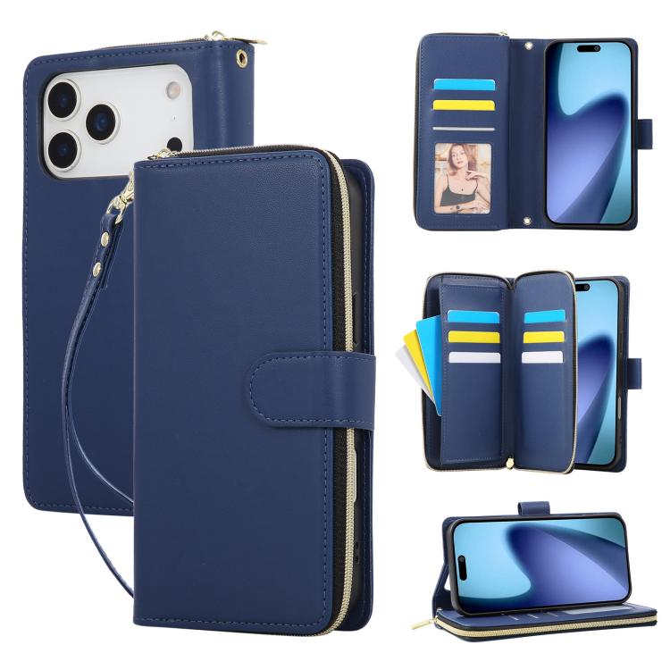 Nine-card Slots Zipper Wallet Bag Leather Phone Case