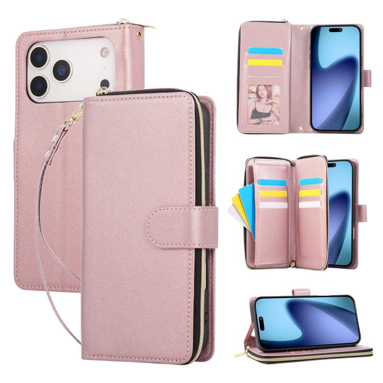 Nine-card Slots Zipper Wallet Bag Leather Phone Case