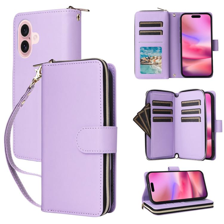 Nine-card Slots Zipper Wallet Bag Leather Phone Case