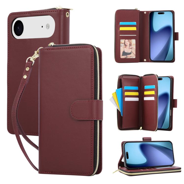Nine-card Slots Zipper Wallet Bag Leather Phone Case