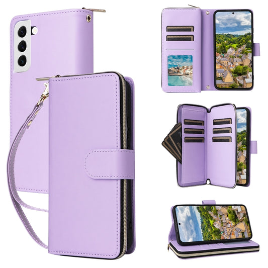 Nine-card Slots Zipper Wallet Bag Leather Phone Case, For Samsung Galaxy S22 5G
