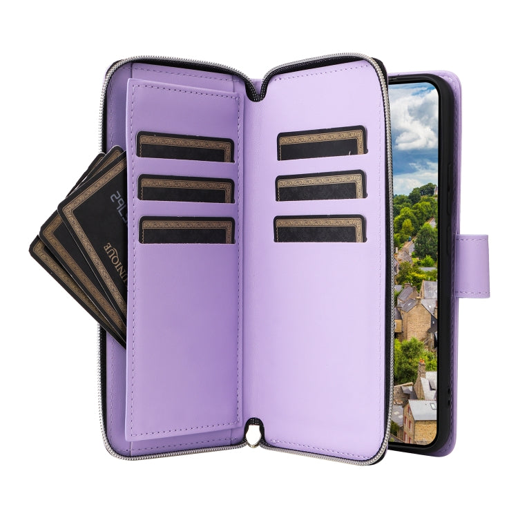 Nine-card Slots Zipper Wallet Bag Leather Phone Case, For Samsung Galaxy S22 5G