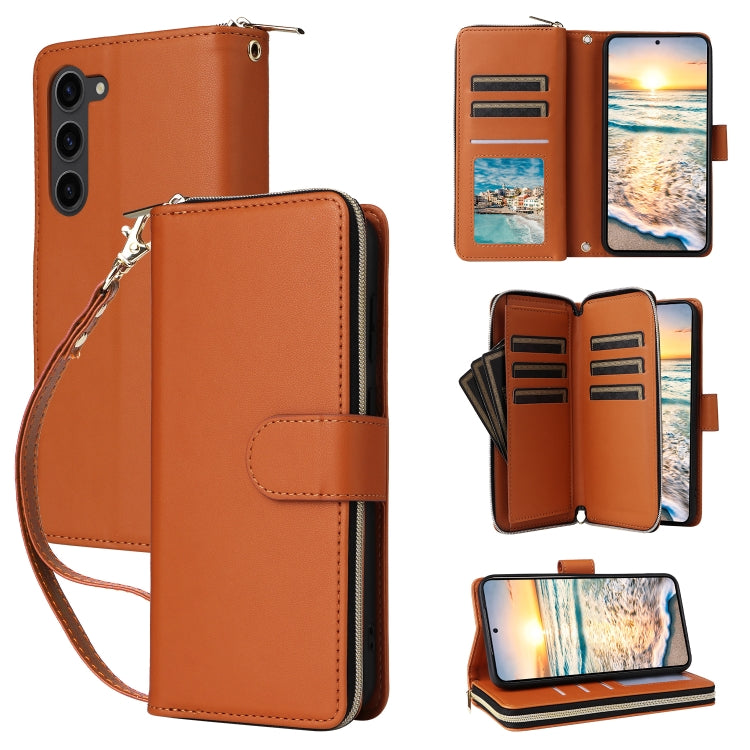 Nine-card Slots Zipper Wallet Bag Leather Phone Case, For Samsung Galaxy S23 5G, For Samsung Galaxy S22 Ultra 5G, For Samsung Galaxy S22+ 5G