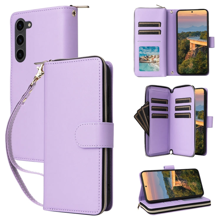 Nine-card Slots Zipper Wallet Bag Leather Phone Case, For Samsung Galaxy S23 FE 5G, For Samsung Galaxy S23 Ultra 5G, For Samsung Galaxy S23+ 5G