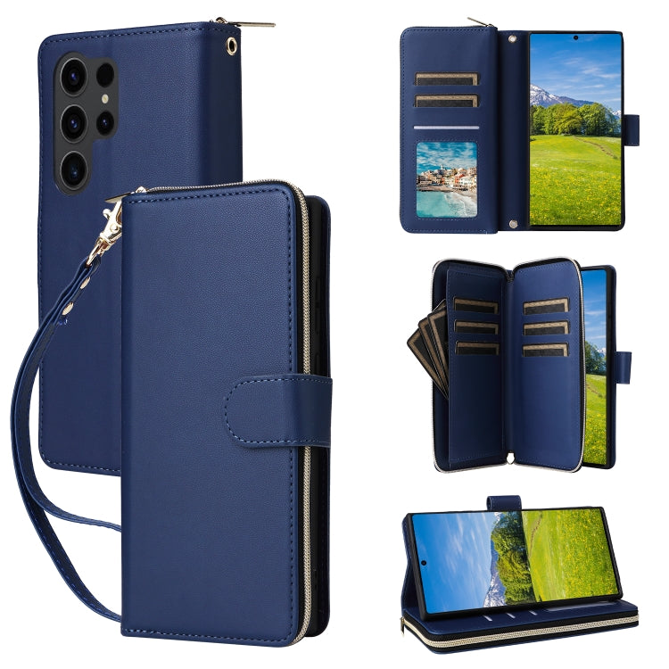 Nine-card Slots Zipper Wallet Bag Leather Phone Case, For Samsung Galaxy S23 FE 5G, For Samsung Galaxy S23 Ultra 5G, For Samsung Galaxy S23+ 5G