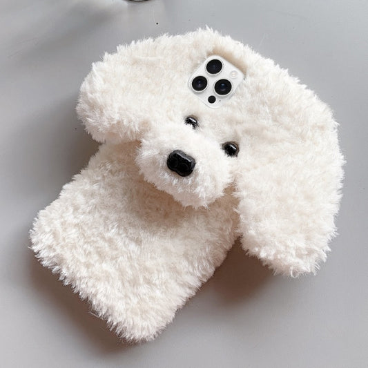 Teddy Dog Plush TPU Phone Case, For iPhone 16 Pro Max, For iPhone 16 Pro, For iPhone 16 Plus, For iPhone 16, For iPhone 15 Pro Max, For iPhone 15 Pro, For iPhone 15 Plus, For iPhone 15