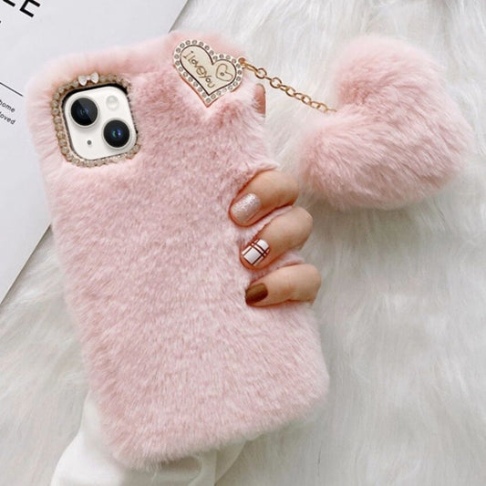 Gold Diamond Flower Decorated Plush Silicone Phone Case with Pendant, For iPhone 14 Plus, For iPhone 14, For iPhone 14 Pro, For iPhone 14 Pro Max, For iPhone 13 Pro Max, For iPhone 13 Pro, For iPhone 13, For iPhone 13 mini