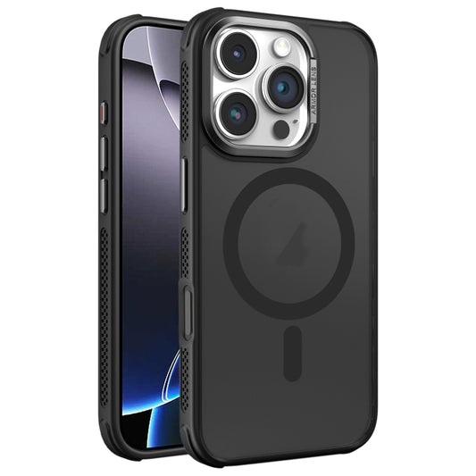 Hardware Side Cooling Skin Feel Frosted Metal Lens Frame MagSafe Phone Case, For iPhone 16 Pro Max, For iPhone 16 Pro, For iPhone 16 Plus