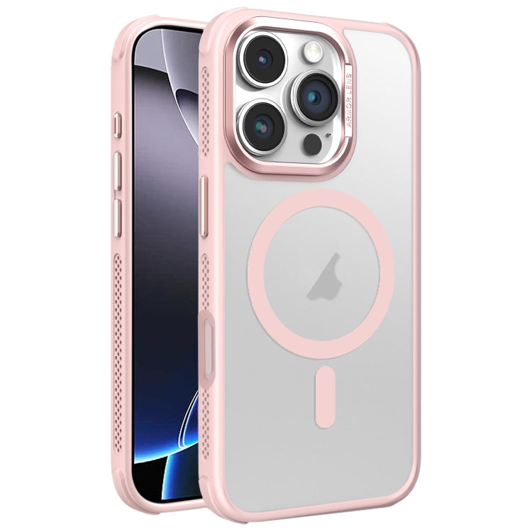 Hardware Side Cooling Skin Feel Frosted Metal Lens Frame MagSafe Phone Case, For iPhone 16 Pro Max, For iPhone 16 Pro, For iPhone 16 Plus
