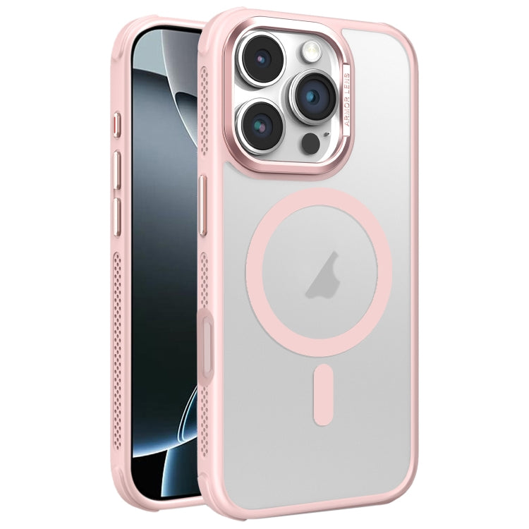 Hardware Side Cooling Skin Feel Frosted Metal Lens Frame MagSafe Phone Case, For iPhone 16 Pro Max, For iPhone 16 Pro, For iPhone 16 Plus