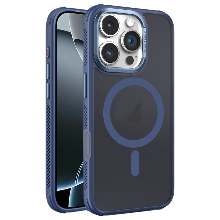 Hardware Side Cooling Skin Feel Frosted Metal Lens Frame MagSafe Phone Case, For iPhone 16 Pro Max, For iPhone 16 Pro, For iPhone 16 Plus