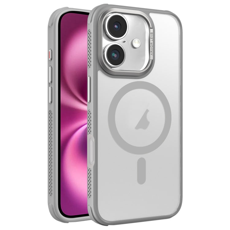 Hardware Side Cooling Skin Feel Frosted Metal Lens Frame MagSafe Phone Case, For iPhone 16 Pro Max, For iPhone 16 Pro, For iPhone 16 Plus