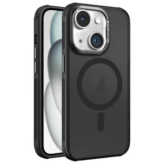 Hardware Side Cooling Skin Feel Frosted Metal Lens Frame MagSafe Phone Case, For iPhone 15 Plus, For iPhone 15, For iPhone 14 Plus