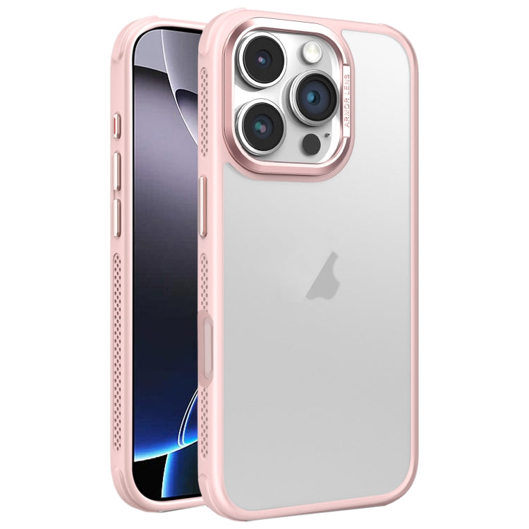 Hardware Side Cooling Skin Feel Frosted Metal Lens Frame Phone Case, For iPhone 16 Pro Max, For iPhone 16 Pro, For iPhone 16 Plus