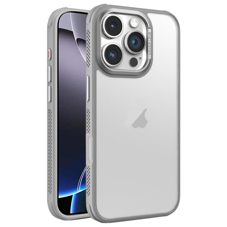 Hardware Side Cooling Skin Feel Frosted Metal Lens Frame Phone Case, For iPhone 16 Pro Max, For iPhone 16 Pro, For iPhone 16 Plus