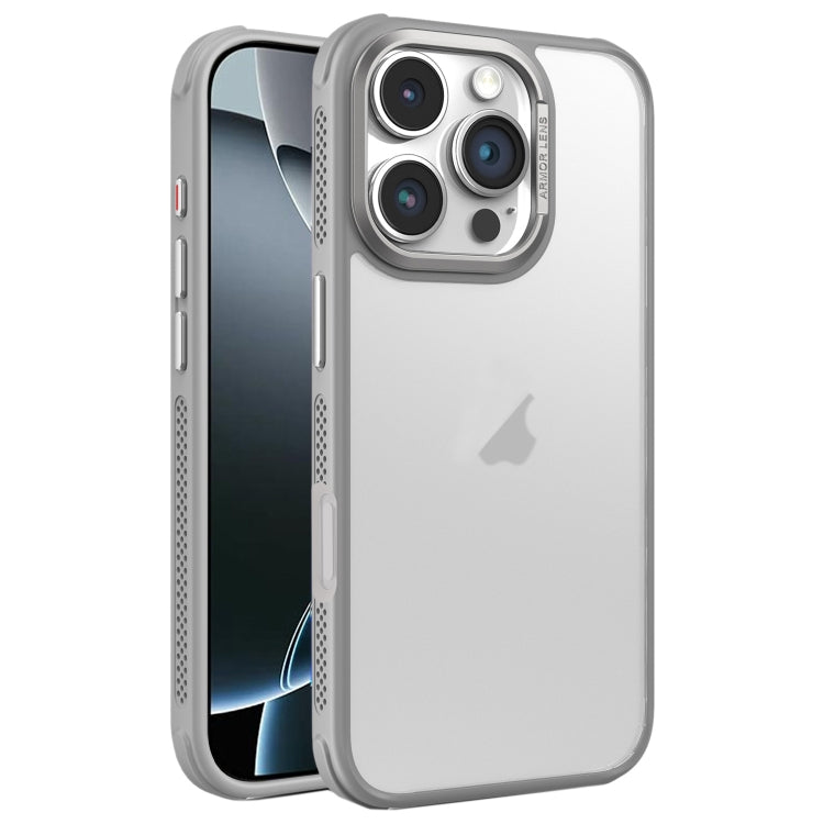 Hardware Side Cooling Skin Feel Frosted Metal Lens Frame Phone Case, For iPhone 16 Pro Max, For iPhone 16 Pro, For iPhone 16 Plus