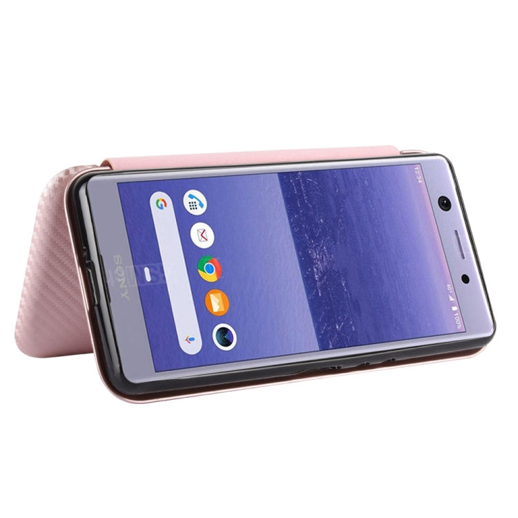 Carbon Fiber Texture Magnetic Horizontal Flip TPU + PC + PU Leather Case with Card Slot, For Sony Xperia Ace, For Sony Xperia 1 II, For Sony Xperia 1, For Sony Xperia 5, For Sony Xperia 8 Lite, For Sony Xperia 8