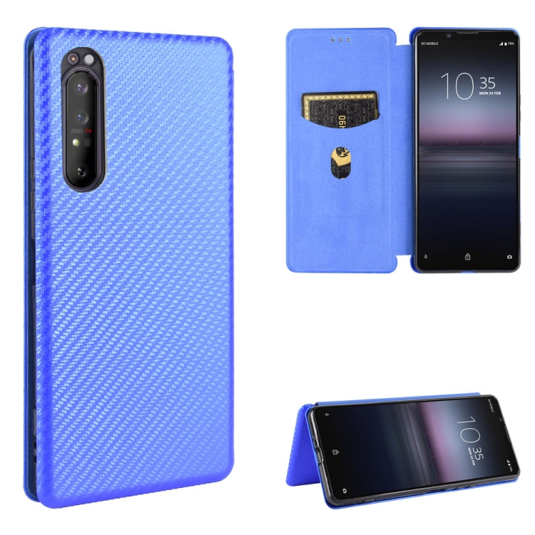 Carbon Fiber Texture Magnetic Horizontal Flip TPU + PC + PU Leather Case with Card Slot, For Sony Xperia Ace, For Sony Xperia 1 II, For Sony Xperia 1, For Sony Xperia 5, For Sony Xperia 8 Lite, For Sony Xperia 8