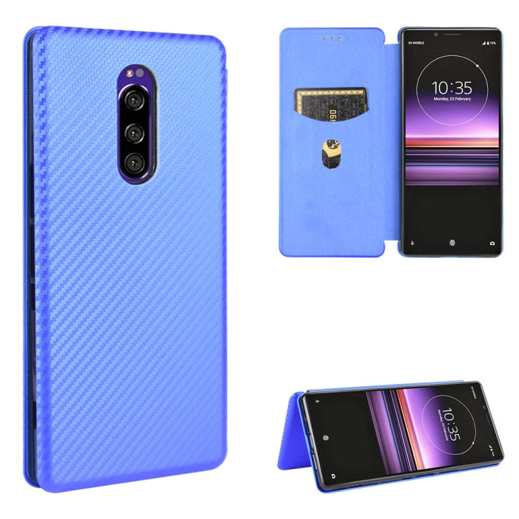 Carbon Fiber Texture Magnetic Horizontal Flip TPU + PC + PU Leather Case with Card Slot, For Sony Xperia Ace, For Sony Xperia 1 II, For Sony Xperia 1, For Sony Xperia 5, For Sony Xperia 8 Lite, For Sony Xperia 8