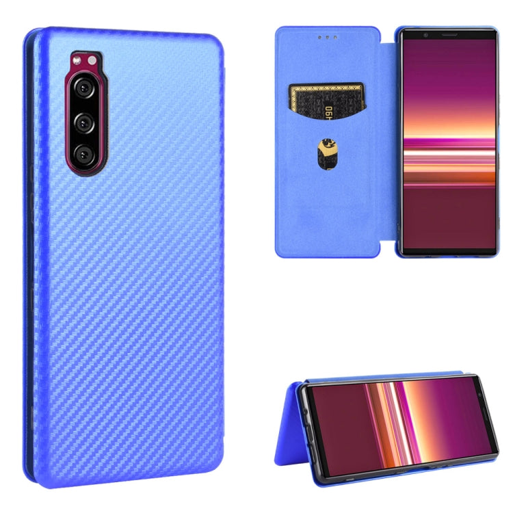 Carbon Fiber Texture Magnetic Horizontal Flip TPU + PC + PU Leather Case with Card Slot, For Sony Xperia Ace, For Sony Xperia 1 II, For Sony Xperia 1, For Sony Xperia 5, For Sony Xperia 8 Lite, For Sony Xperia 8