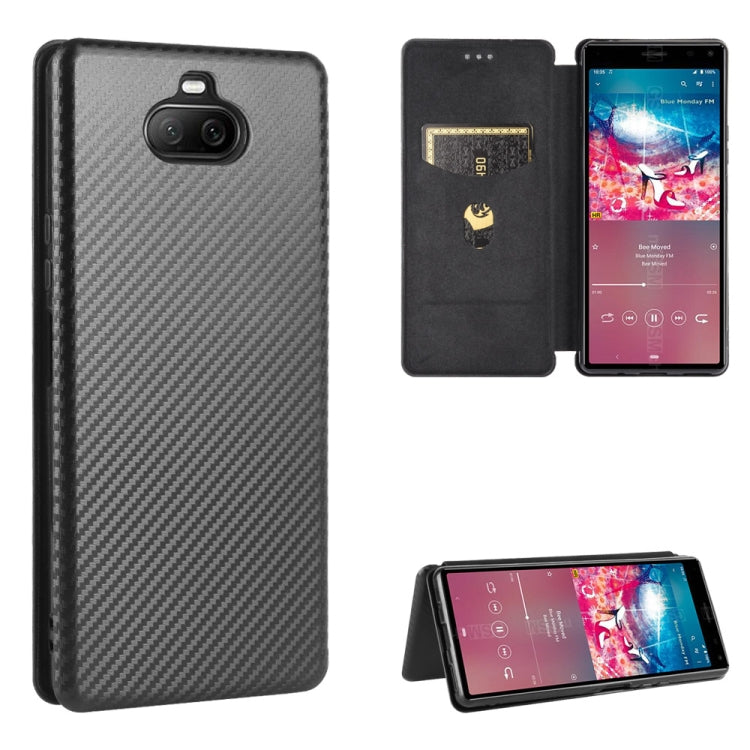 Carbon Fiber Texture Magnetic Horizontal Flip TPU + PC + PU Leather Case with Card Slot, For Sony Xperia Ace, For Sony Xperia 1 II, For Sony Xperia 1, For Sony Xperia 5, For Sony Xperia 8 Lite, For Sony Xperia 8