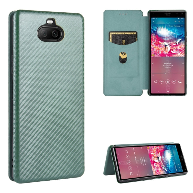 Carbon Fiber Texture Magnetic Horizontal Flip TPU + PC + PU Leather Case with Card Slot, For Sony Xperia Ace, For Sony Xperia 1 II, For Sony Xperia 1, For Sony Xperia 5, For Sony Xperia 8 Lite, For Sony Xperia 8