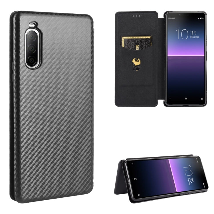 Carbon Fiber Texture Magnetic Horizontal Flip TPU + PC + PU Leather Case with Card Slot, For Sony Xperia 10 II, For Sony Xperia L4, For Sony Xperia 10 Plus, For Sony Xperia 10, For Sony Xperia XZ3