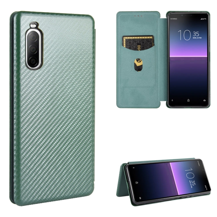 Carbon Fiber Texture Magnetic Horizontal Flip TPU + PC + PU Leather Case with Card Slot, For Sony Xperia 10 II, For Sony Xperia L4, For Sony Xperia 10 Plus, For Sony Xperia 10, For Sony Xperia XZ3