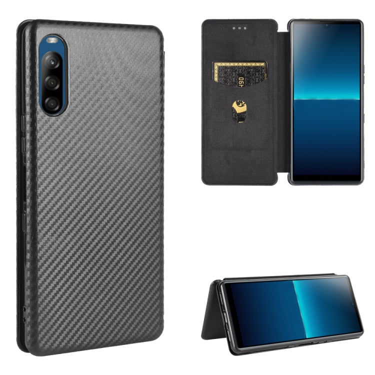 Carbon Fiber Texture Magnetic Horizontal Flip TPU + PC + PU Leather Case with Card Slot, For Sony Xperia 10 II, For Sony Xperia L4, For Sony Xperia 10 Plus, For Sony Xperia 10, For Sony Xperia XZ3