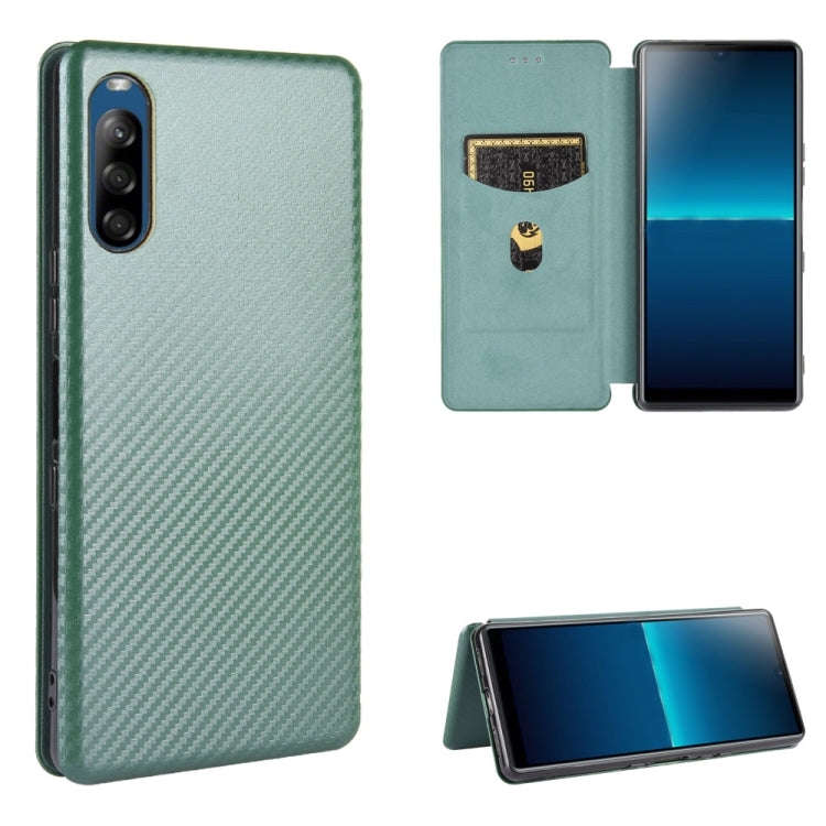 Carbon Fiber Texture Magnetic Horizontal Flip TPU + PC + PU Leather Case with Card Slot, For Sony Xperia 10 II, For Sony Xperia L4, For Sony Xperia 10 Plus, For Sony Xperia 10, For Sony Xperia XZ3