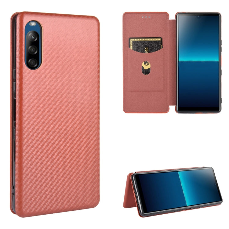 Carbon Fiber Texture Magnetic Horizontal Flip TPU + PC + PU Leather Case with Card Slot, For Sony Xperia 10 II, For Sony Xperia L4, For Sony Xperia 10 Plus, For Sony Xperia 10, For Sony Xperia XZ3