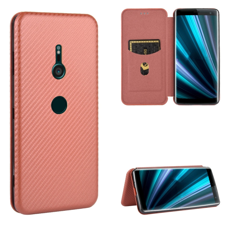 Carbon Fiber Texture Magnetic Horizontal Flip TPU + PC + PU Leather Case with Card Slot, For Sony Xperia 10 II, For Sony Xperia L4, For Sony Xperia 10 Plus, For Sony Xperia 10, For Sony Xperia XZ3