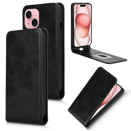 Magnetic Vertical Flip Leather Phone Case, For iPhone 15 Plus, For iPhone 15