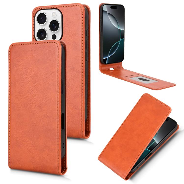 Magnetic Vertical Flip Leather Phone Case, For iPhone 16e, For iPhone 16 Pro Max, For iPhone 16 Pro, For iPhone 16 Plus, For iPhone 16, For iPhone 15 Pro
