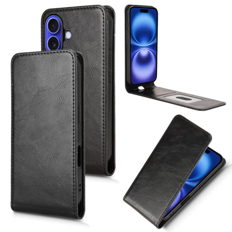 Magnetic Vertical Flip Leather Phone Case, For iPhone 16e, For iPhone 16 Pro Max, For iPhone 16 Pro, For iPhone 16 Plus, For iPhone 16, For iPhone 15 Pro