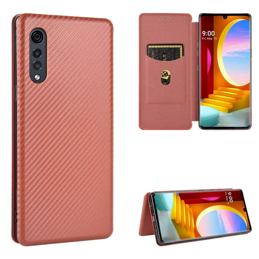 Carbon Fiber Texture Magnetic Horizontal Flip TPU + PC + PU Leather Case with Card Slot, For LG Velvet, For LG Q70, For LG Style 3 L-41, For LG Stylo 6