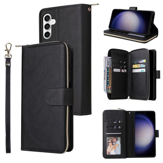 9-Card Slots Zipper Wallet Bag Leather Phone Case, For Samsung Galaxy S25 FE 5G, For Samsung Galaxy S25 Edge 5G, For Samsung Galaxy S25 5G, For Samsung Galaxy S25+ 5G