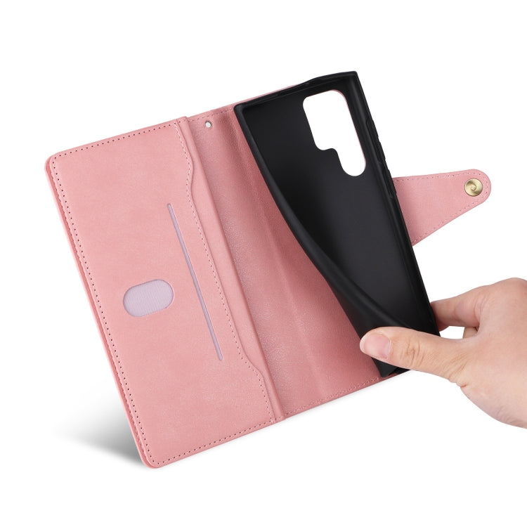 Rivet Buckle 9 Cards Three Fold Leather Phone Case